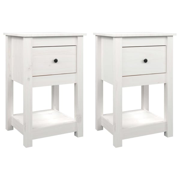 vidaXL sengeborde 2 stk. 40x35x61,5 cm massivt fyrretræ hvid