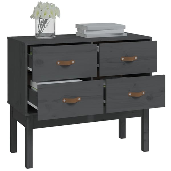 vidaXL Konsollskap grå 90x40x78 cm heltre furu