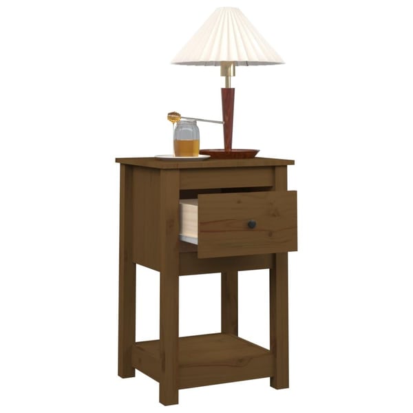 vidaXL Nattbord 2 stk honningbrun 40x35x61 cm heltre furu