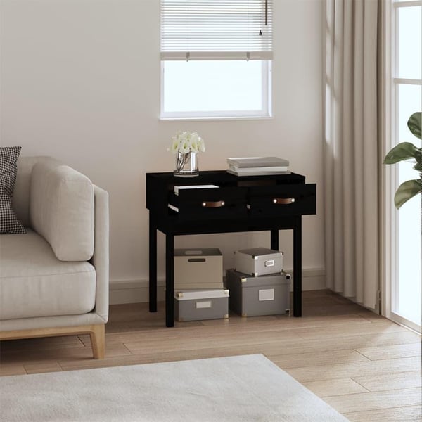 vidaXL konsolbord 76,5x40x75 cm massivt fyrretræ sort