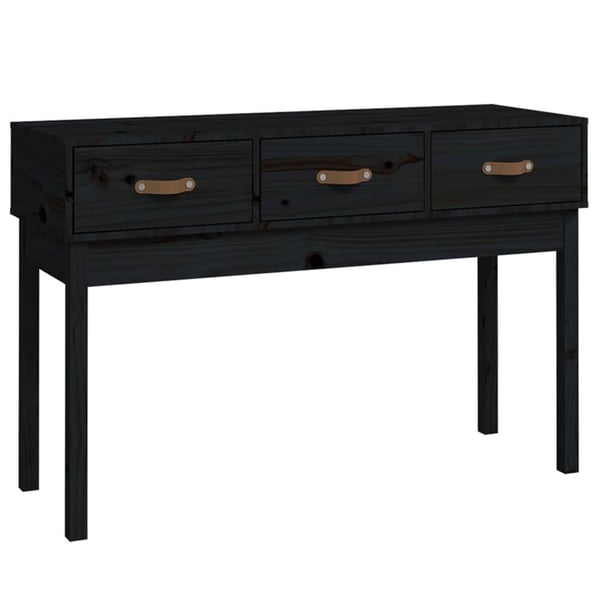 vidaXL konsolbord 114x40x75 cm massivt fyrretræ sort