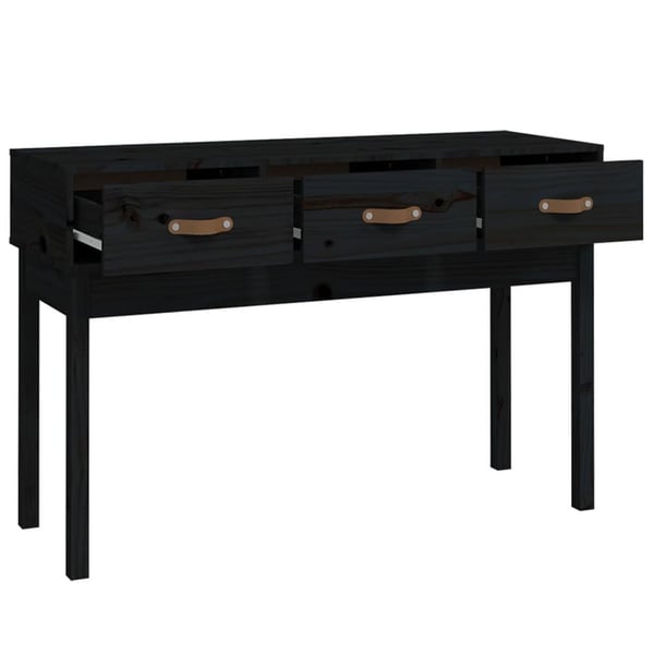 vidaXL konsolbord 114x40x75 cm massivt fyrretræ sort
