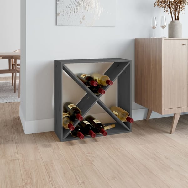 vidaXL vinreol 62x25x62 cm massivt fyrretræ grå