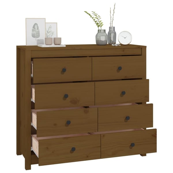 vidaXL kommode 100x40x90 cm massivt fyrretræ gyldenbrun