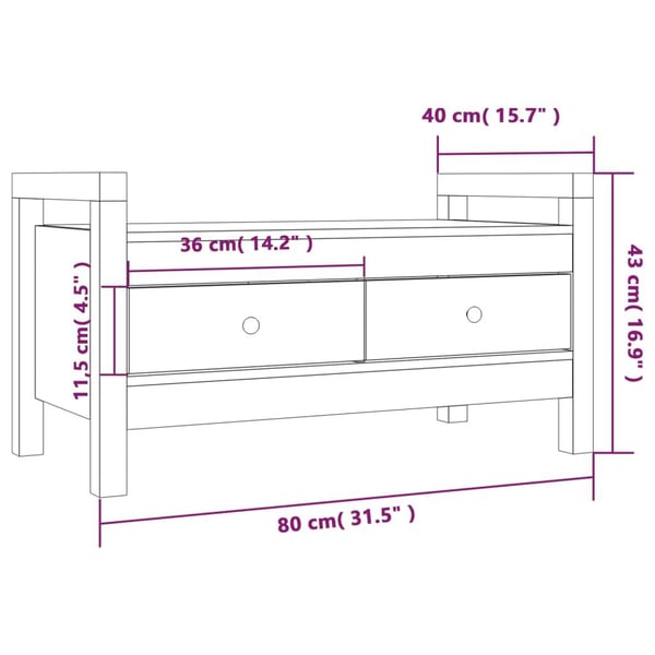 vidaXL Gangbenk 80x40x43 cm heltre furu