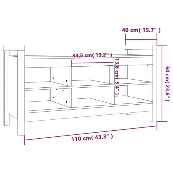 vidaXL Gangbenk 110x40x60 cm heltre furu