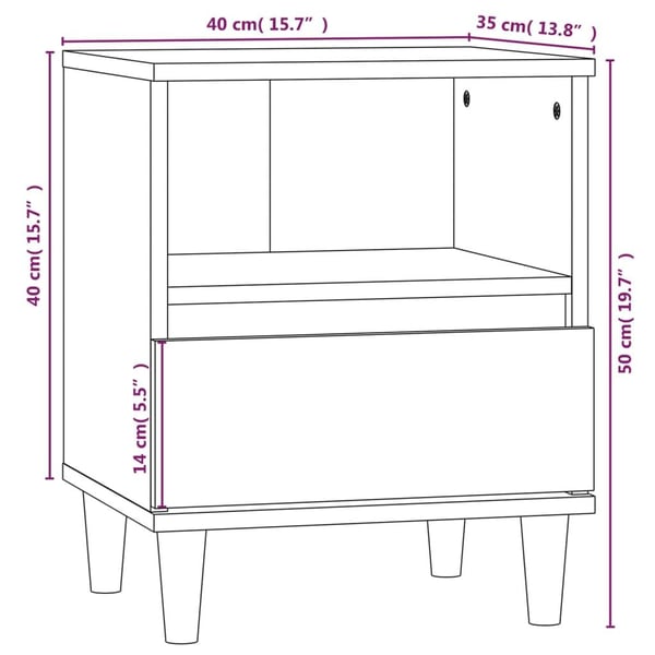 vidaXL sengeborde 2 stk. 40x35x50 cm brun egetræsfarve