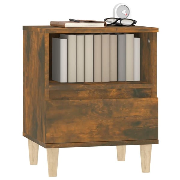 vidaXL sengeborde 2 stk. 40x35x50 cm røget egetræsfarve