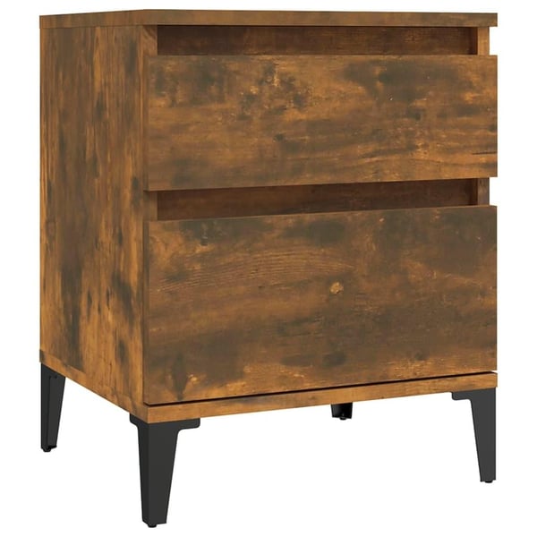 vidaXL sengeborde 2 stk. 40x35x50 cm røget egetræsfarve