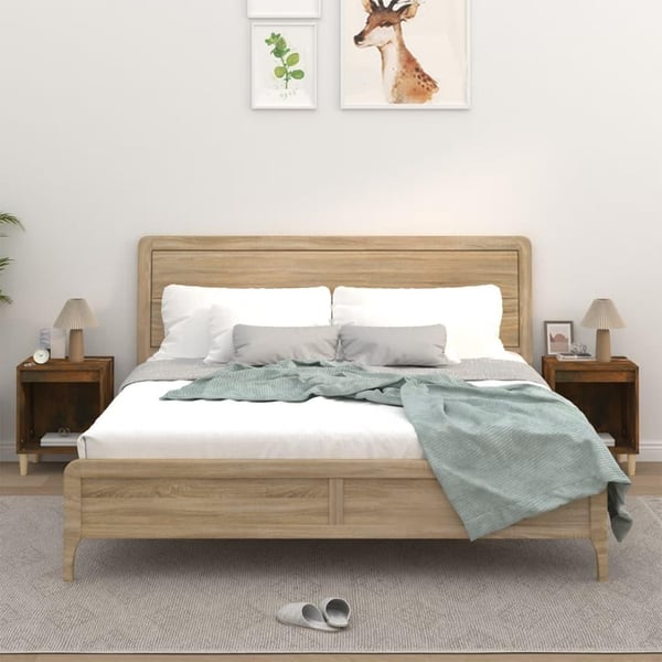 vidaXL sengeborde 2 stk. 40x35x50 cm røget egetræsfarve