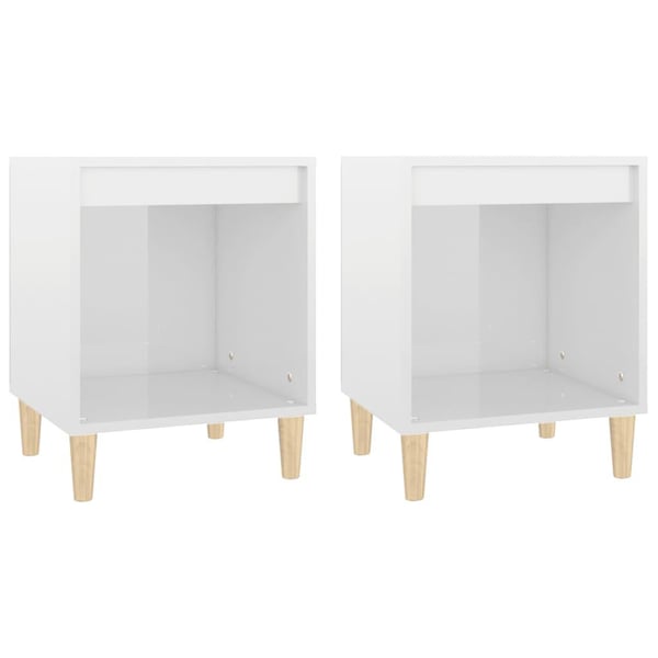vidaXL sengeborde 2 stk. 40x35x50 cm hvid højglans