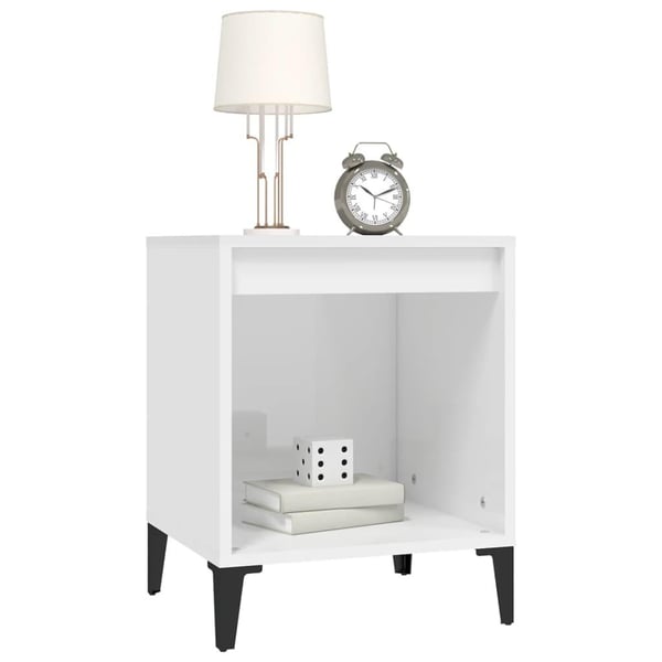 vidaXL Nattbord 2 stk høyglans hvit 40x35x50 cm