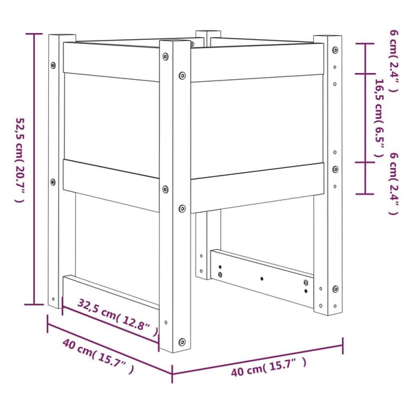 vidaXL Plantekasse hvit 40x40x52,5 cm heltre furu