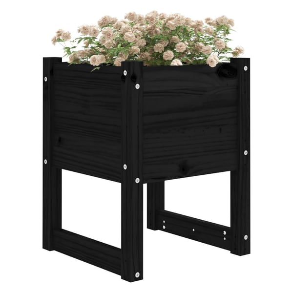 vidaXL plantekasser 2 stk. 40x40x52,5 cm massivt fyrretræ sort