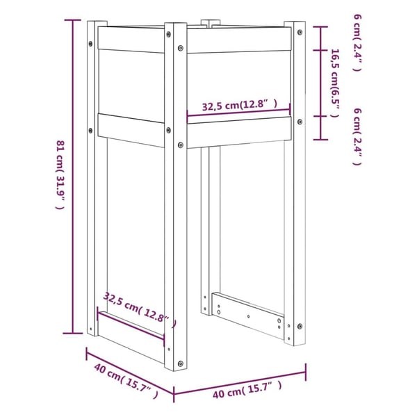 vidaXL Plantekasse hvit 40x40x81 cm heltre furu