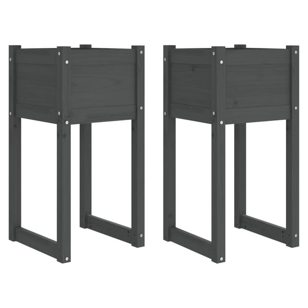 vidaXL plantekasser 2 stk. 40x40x81 cm massivt fyrretræ grå