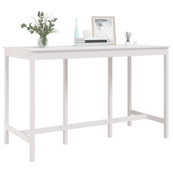 vidaXL Barbord hvit 180x80x110 cm heltre furu