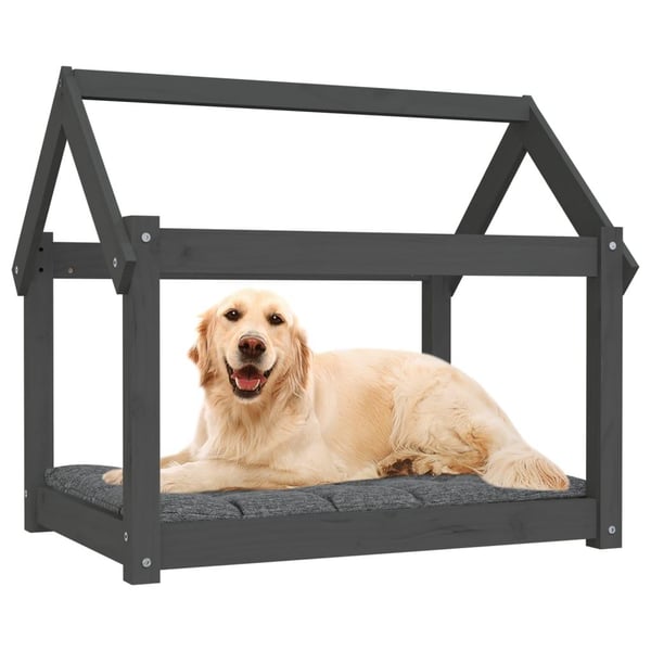 vidaXL hundeseng 81x60x70 cm massivt fyrretræ grå