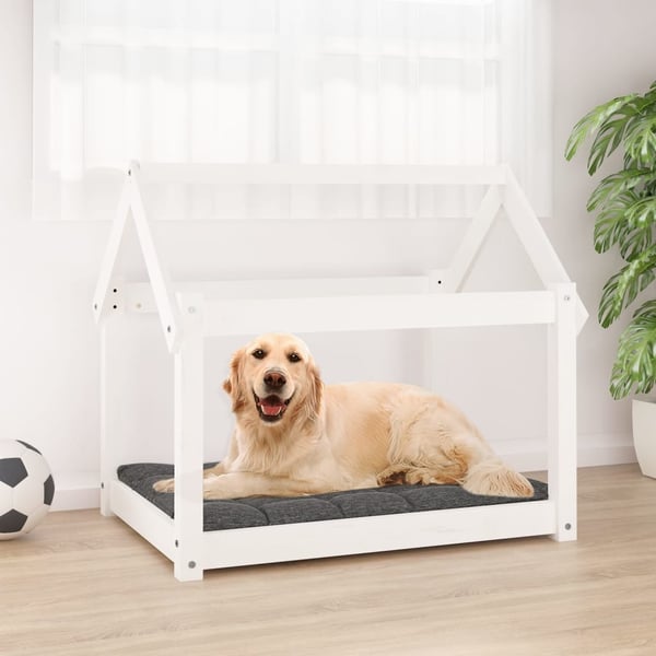 vidaXL hundeseng 81x60x70 cm massivt fyrretræ hvid