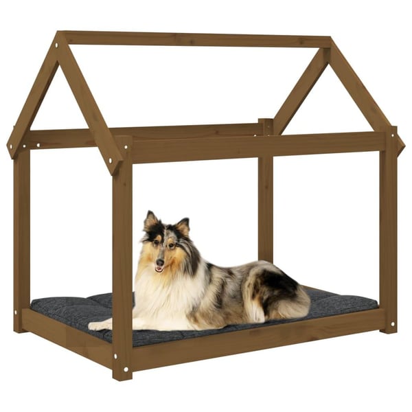vidaXL hundeseng 101x70x90 cm massivt fyrretræ gyldenbrun