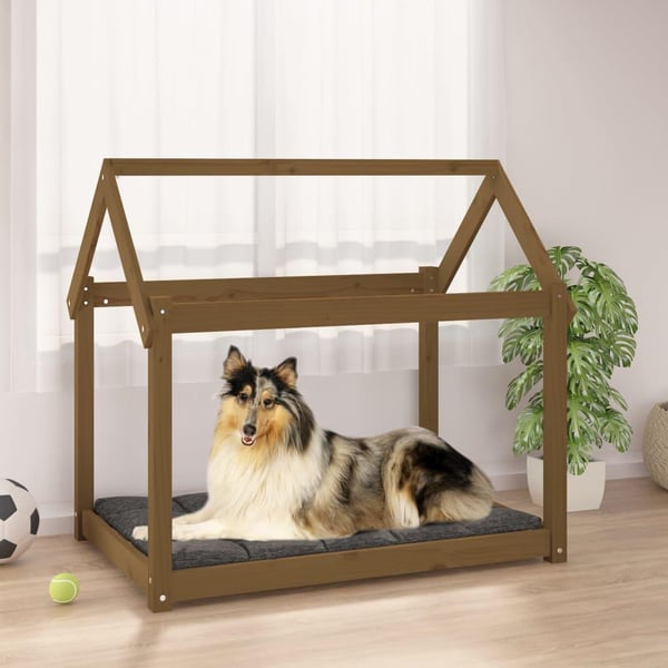 vidaXL hundeseng 101x70x90 cm massivt fyrretræ gyldenbrun