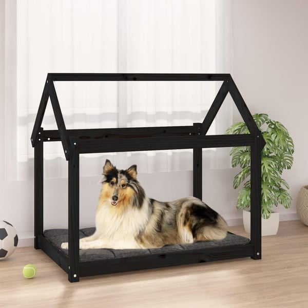 vidaXL hundeseng 101x70x90 cm massivt fyrretræ sort