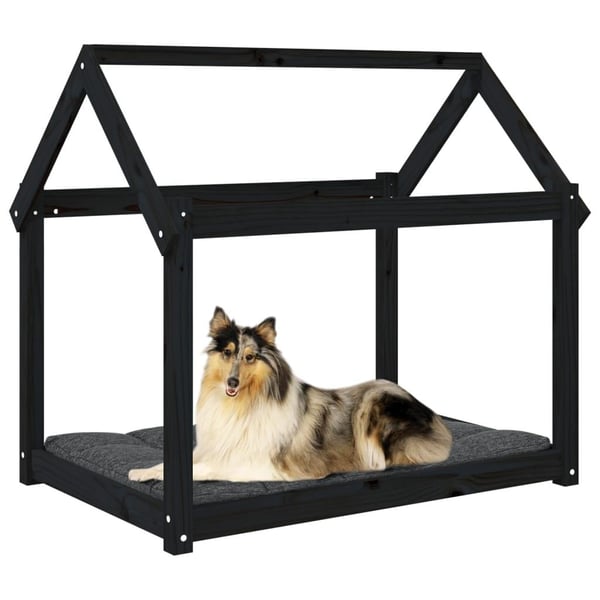 vidaXL hundeseng 101x70x90 cm massivt fyrretræ sort