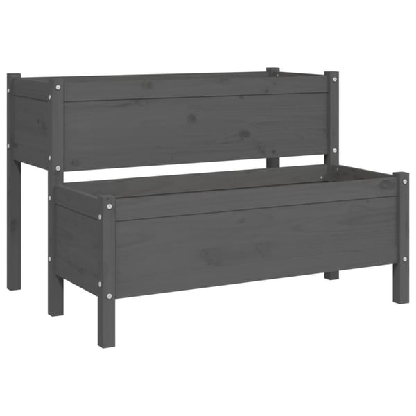 vidaXL Kukkalaatikko harmaa 110x84x75 cm täysi mänty