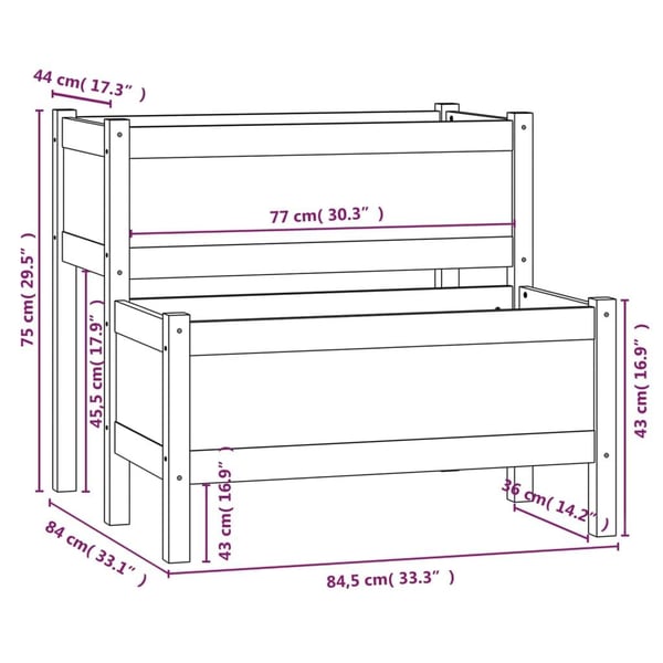 vidaXL Plantekasse svart 84,5x84x75 cm heltre furu