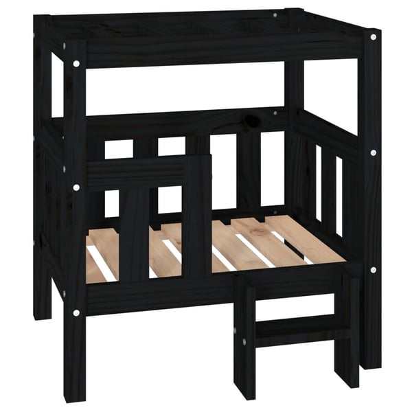 vidaXL hundeseng 65,5x43x70 cm massivt fyrretræ sort