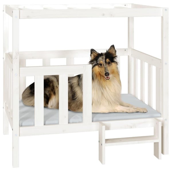 vidaXL hundeseng 105,5x83,5x100 cm massivt fyrretræ hvid