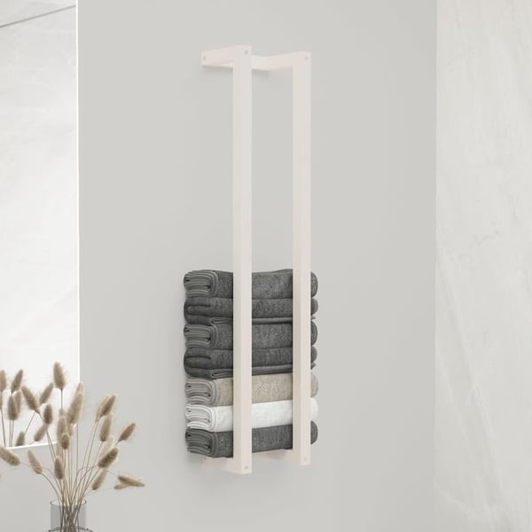 vidaXL håndklædeholder 23x18x110 cm massivt fyrretræ hvid