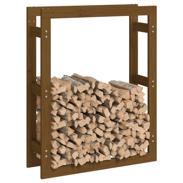 vidaXL brændestativ 80x25x100 cm massivt fyrretræ gyldenbrun