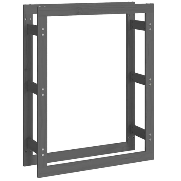 vidaXL brændestativ 80x25x100 cm massivt fyrretræ grå