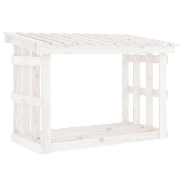 vidaXL brændestativ 108x64,5x77 cm massivt fyrretræ hvid