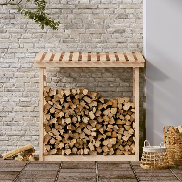 vidaXL Vedstativ 108x64,5x110 cm heltre furu