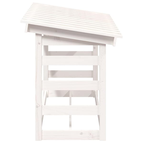 vidaXL Vedstativ hvit 108x64,5x78 cm heltre furu