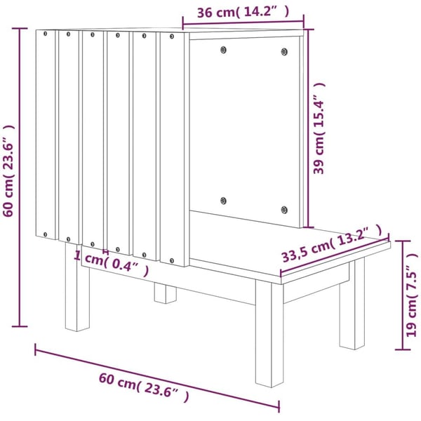 vidaXL Kattehus 60x36x60 cm heltre furu