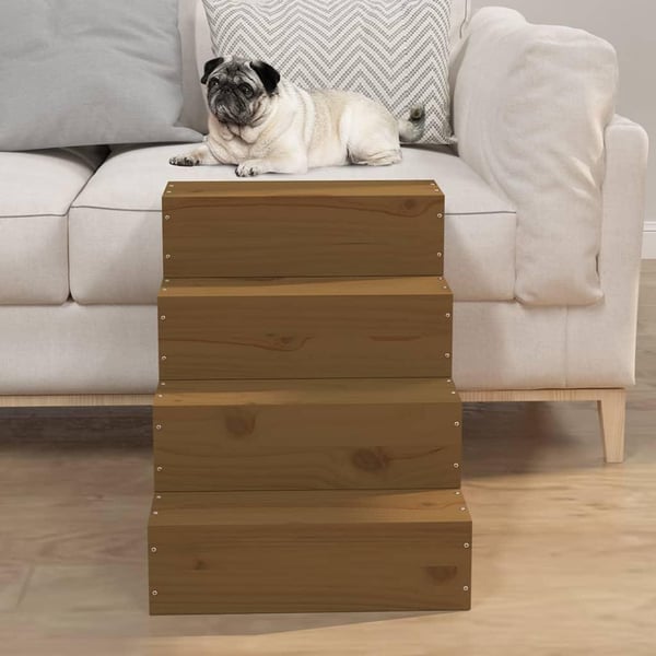 vidaXL Kjæledyrstrapp honningbrun 40x49x47 cm heltre furu
