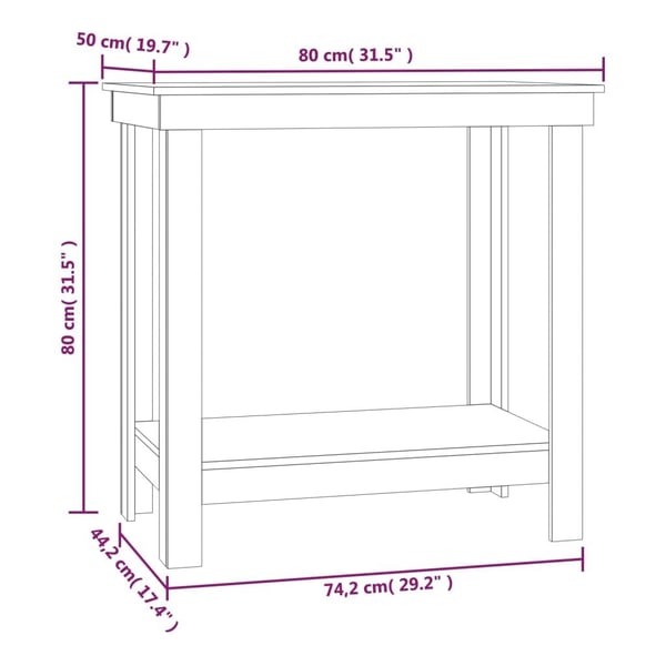 vidaXL Työpenkki valkoinen 80x50x80 cm täysi mänty