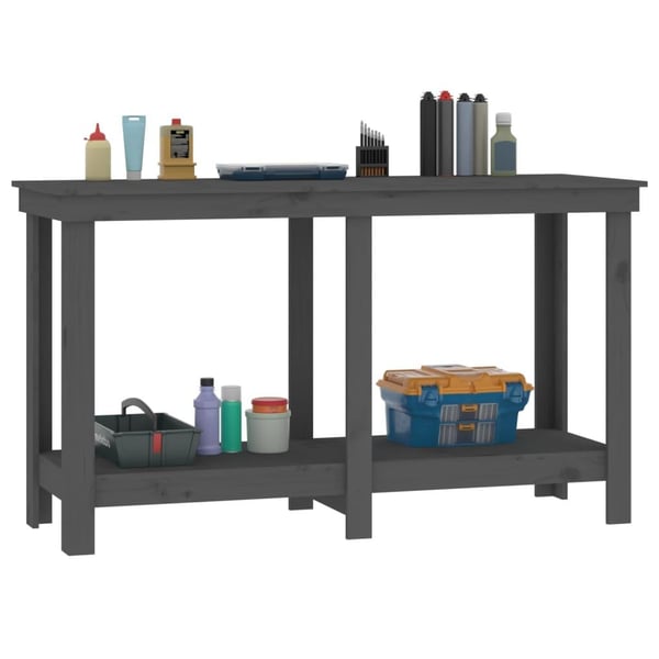vidaXL Arbeidsbenk grå 140x50x80 cm heltre furu