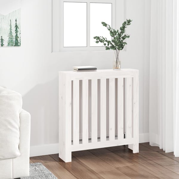 vidaXL Radiatordeksel hvit 79,5x19x84 cm heltre furu