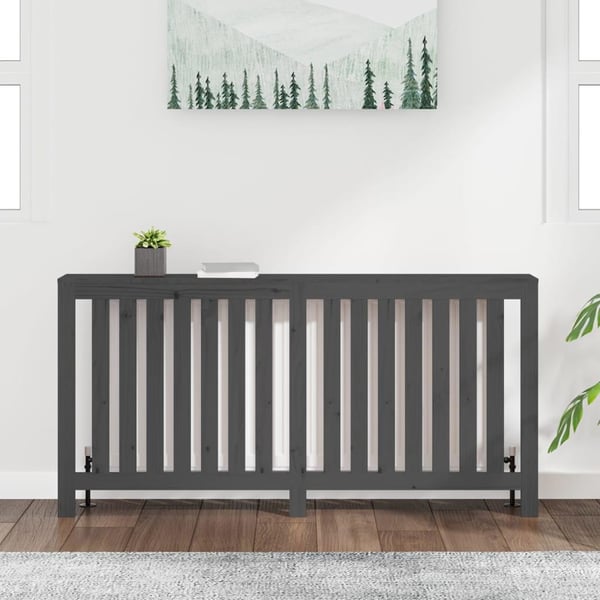 vidaXL Radiatordeksel grå 169x19x84 cm heltre furu
