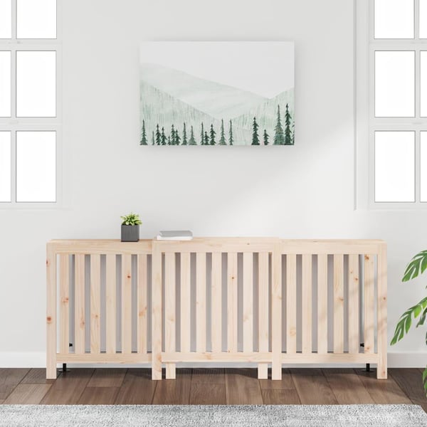 vidaXL Radiatordeksel 210x21x85 cm heltre furu