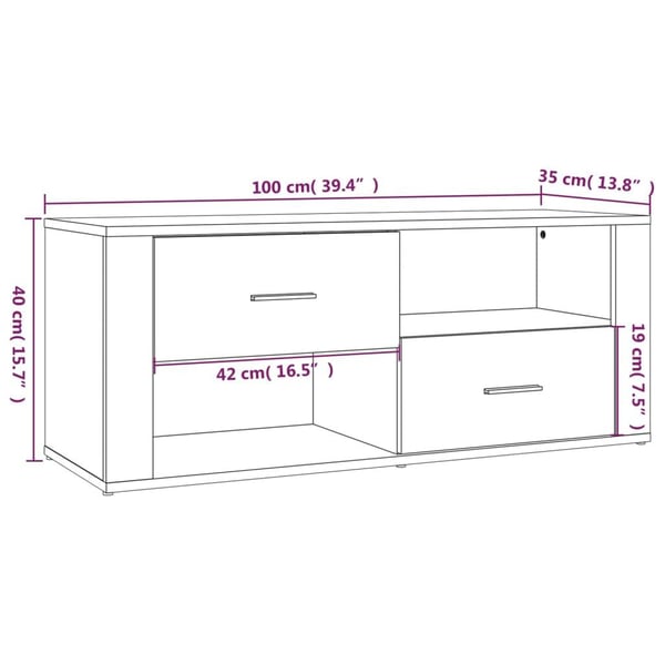 vidaXL TV-benk betonggrå 100x35x40 cm konstruert tre