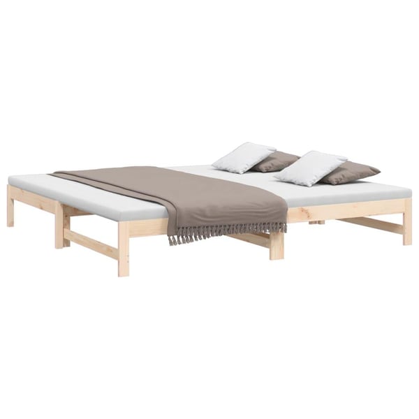 vidaXL Utdragbar dagbädd 2x(100x200) cm massiv furu