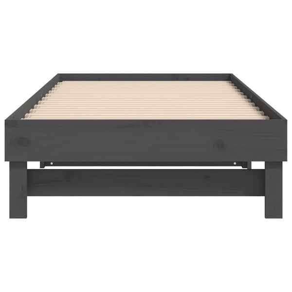 vidaXL daybed med udtræk 2x(90x190) cm massivt fyrretræ grå