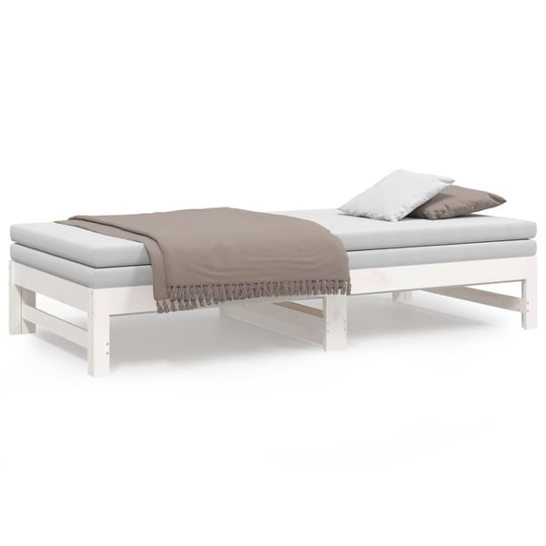 vidaXL Uttrekkbar dagseng hvit 2x(90x190) cm heltre furu