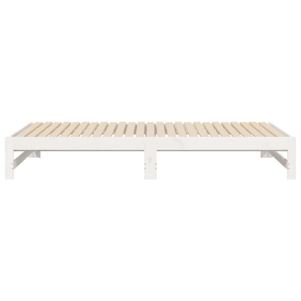 vidaXL Uttrekkbar dagseng hvit 2x(80x200) cm heltre furu