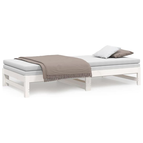 vidaXL Uttrekkbar dagseng hvit 2x(80x200) cm heltre furu